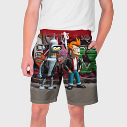 Шорты на шнурке мужские Bender bending robot and Fry - ai art graffiti, цвет: 3D-принт