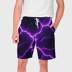 Шорты на шнурке мужские Фиолетовые молнии, цвет: 3D-принт