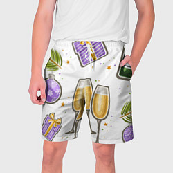Шорты на шнурке мужские Новогодний вайб, цвет: 3D-принт