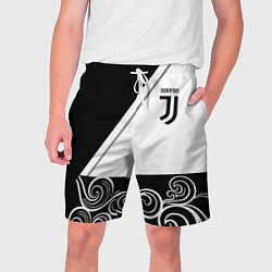Шорты на шнурке мужские Ювентус геометрия полосы текстура, цвет: 3D-принт