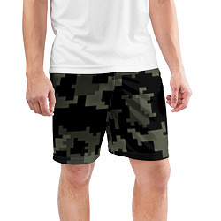 Шорты спортивные мужские Камуфляж пиксельный: черный/серый, цвет: 3D-принт — фото 2
