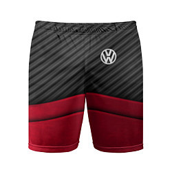 Шорты спортивные мужские Volkswagen: Red Carbon, цвет: 3D-принт
