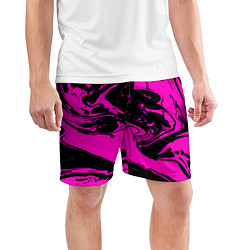 Шорты спортивные мужские Черно-розовый акрил, цвет: 3D-принт — фото 2