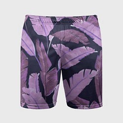 Шорты спортивные мужские Tropical leaves 4 purple, цвет: 3D-принт