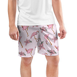 Шорты спортивные мужские Розовый фламинго, цвет: 3D-принт — фото 2