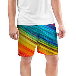 Шорты спортивные мужские Цветной мех диагональ, цвет: 3D-принт — фото 2