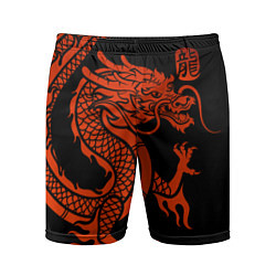 Шорты спортивные мужские RED CHINA DRAGON, цвет: 3D-принт
