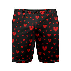 Шорты спортивные мужские Красные сердца, цвет: 3D-принт