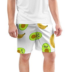 Шорты спортивные мужские Банан и Авокадо, цвет: 3D-принт — фото 2