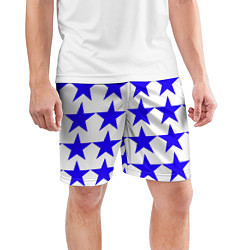 Шорты спортивные мужские Синие звёзды на белом фоне, цвет: 3D-принт — фото 2