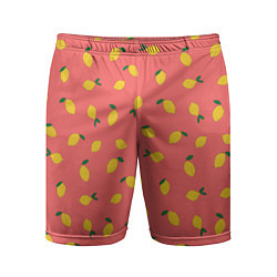 Мужские спортивные шорты Лимоны на кораловом