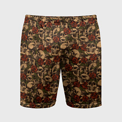 Шорты спортивные мужские Черепа в Розах, цвет: 3D-принт