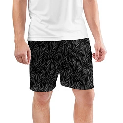 Шорты спортивные мужские Растительный орнамент черно-белый, цвет: 3D-принт — фото 2