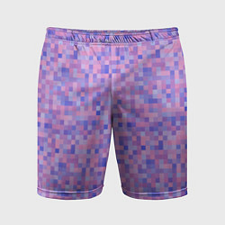 Шорты спортивные мужские Сиреневая пиксельная абстракция, цвет: 3D-принт