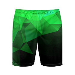 Шорты спортивные мужские Изумрудный Зеленый Геометрия, цвет: 3D-принт