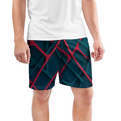 Шорты спортивные мужские Серо-красные нити, цвет: 3D-принт — фото 2