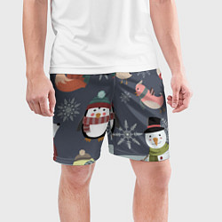 Шорты спортивные мужские НОВОГОДНИЙ ПАТТЕРН ЖИВОТНЫЕ, цвет: 3D-принт — фото 2