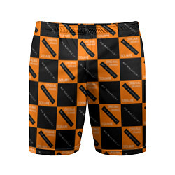 Шорты спортивные мужские Black Orange Squares, цвет: 3D-принт