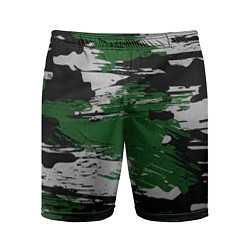 Шорты спортивные мужские Green Paint Splash, цвет: 3D-принт