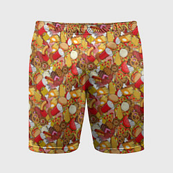 Шорты спортивные мужские Еда Fast Food, цвет: 3D-принт