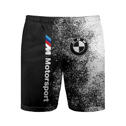 Шорты спортивные мужские БМВ Черно-белый логотип, цвет: 3D-принт