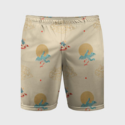 Шорты спортивные мужские Китайский орнамент Феникс, цвет: 3D-принт