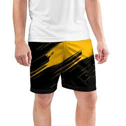 Шорты спортивные мужские Black and yellow grunge, цвет: 3D-принт — фото 2