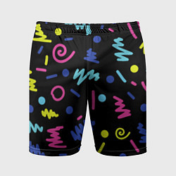 Шорты спортивные мужские Neon color pattern Fashion 2032, цвет: 3D-принт