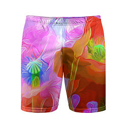 Шорты спортивные мужские Красочный цветочный паттерн Весна - Лето 2025 Colo, цвет: 3D-принт
