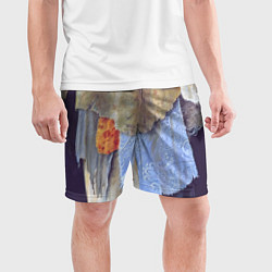 Шорты спортивные мужские Разноцветные лоскуты ткани тряпка Rags hanging on, цвет: 3D-принт — фото 2