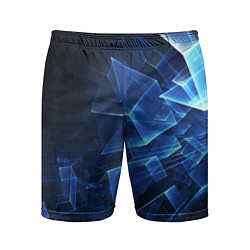 Шорты спортивные мужские Abstract geometric Прозрачные синие голографически, цвет: 3D-принт