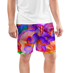 Шорты спортивные мужские Красочный цветочный паттерн Лето Colorful Floral P, цвет: 3D-принт — фото 2