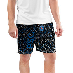 Шорты спортивные мужские Псж синие белые чёрточки, цвет: 3D-принт — фото 2