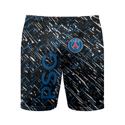 Шорты спортивные мужские Псж синие белые чёрточки, цвет: 3D-принт