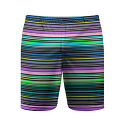 Шорты спортивные мужские Яркие неоновые тонкие полосы, цвет: 3D-принт