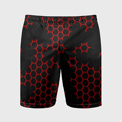 Мужские спортивные шорты НАНОКОСТЮМ Black and Red Hexagon Гексагоны