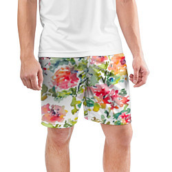 Шорты спортивные мужские Floral pattern Watercolour Summer, цвет: 3D-принт — фото 2