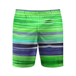 Шорты спортивные мужские Сине-зеленые абстрактные полосы, цвет: 3D-принт