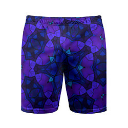 Мужские спортивные шорты Калейдоскоп -геометрический сине-фиолетовый узор