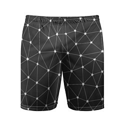 Шорты спортивные мужские Треугольники На Чёрном Фоне, цвет: 3D-принт