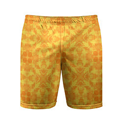 Шорты спортивные мужские Желтый абстрактный летний орнамент, цвет: 3D-принт