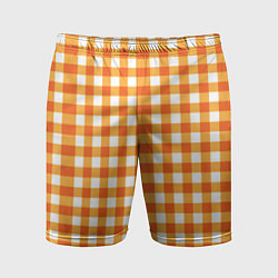 Шорты спортивные мужские Бело-оранжевые квадратики, цвет: 3D-принт