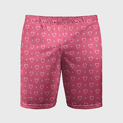 Шорты спортивные мужские Розовые сердечки паттерн, цвет: 3D-принт