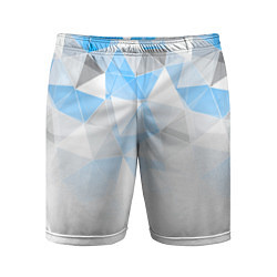 Шорты спортивные мужские Исчезающие серо-голубые полигоны, цвет: 3D-принт
