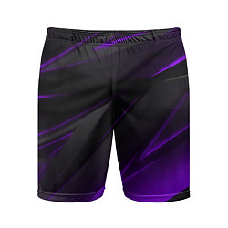 Шорты спортивные мужские Черно-фиолетовая геометрическая абстракция, цвет: 3D-принт