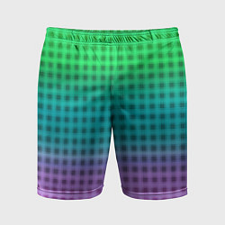 Шорты спортивные мужские Gradient lilac green plaid, цвет: 3D-принт