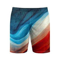 Шорты спортивные мужские Неоновые яркие волны, цвет: 3D-принт
