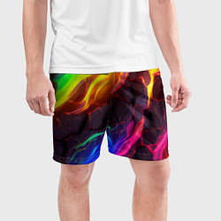 Шорты спортивные мужские Neon rainbow lava, цвет: 3D-принт — фото 2