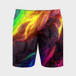 Шорты спортивные мужские Neon rainbow lava, цвет: 3D-принт