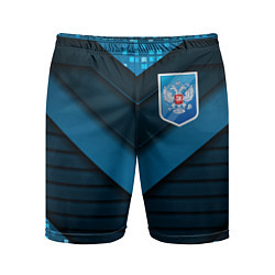 Шорты спортивные мужские Russia abstract blue, цвет: 3D-принт